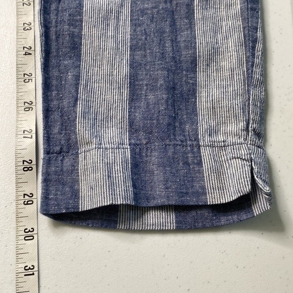Beachlunchlounge Giavanna Stripe Linen Paper-Bag Tie Waist Pant Pull On Coastal - Picture 14 of 16